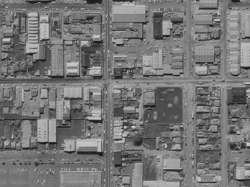 404 Colombo Street from the air, 1970-1974