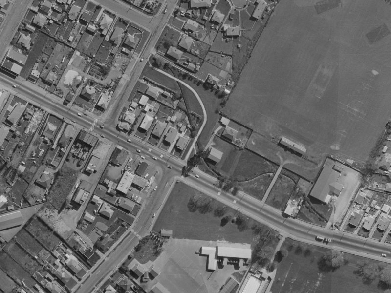 493–495 Ferry Road from the air, 1970-1974
