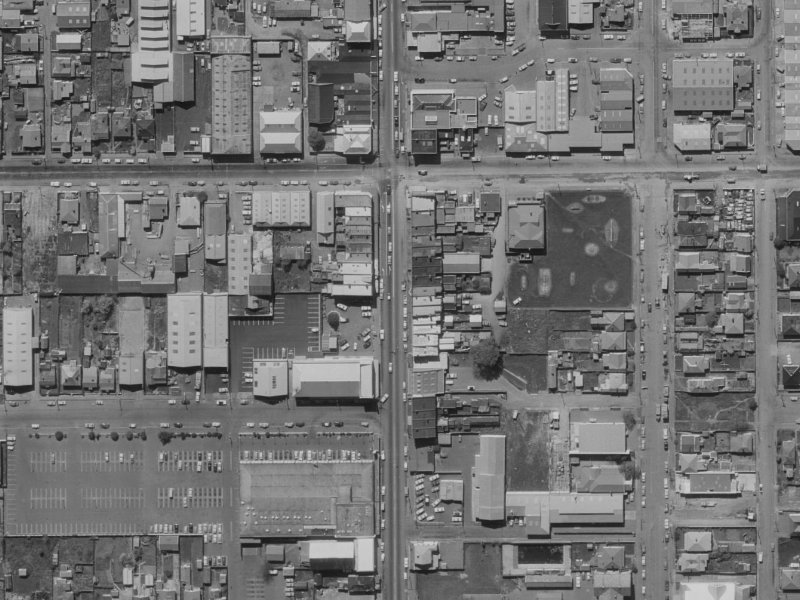 375-407 Colombo Street from the air, 1970-1974