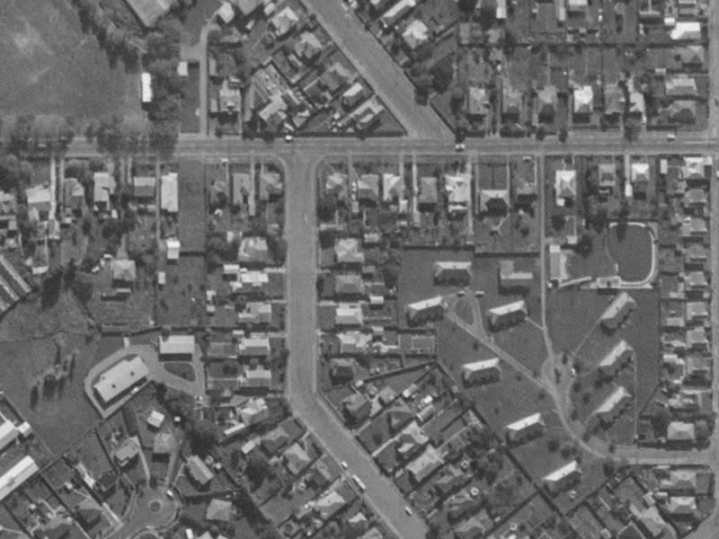 50 Hillier Place from the air, 1970-1974