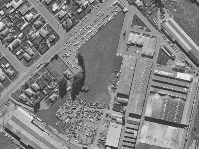 57–59 Seymour Street from the air, 1970-1974