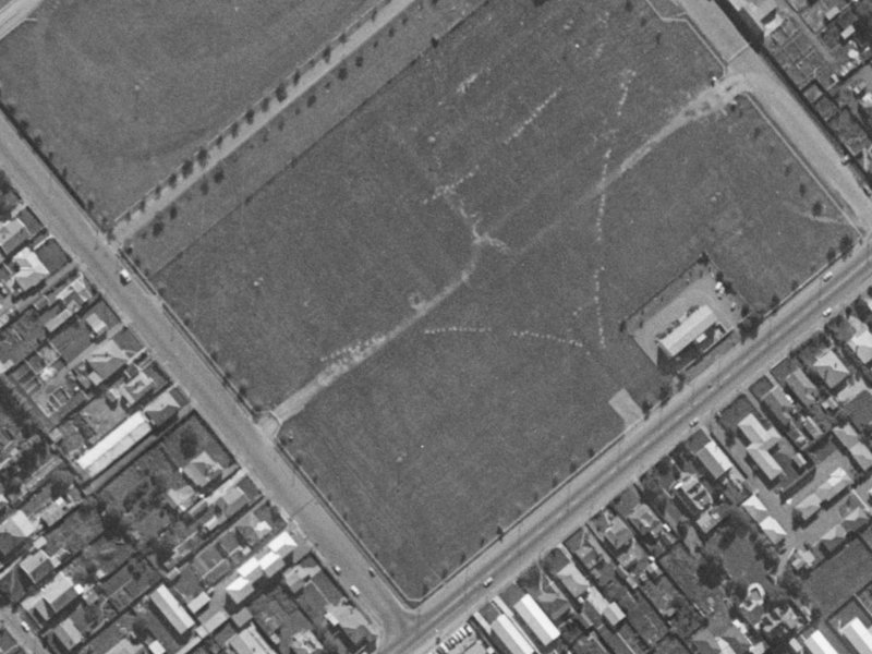 22 Cardigan Bay Place from the air, 1970-1974