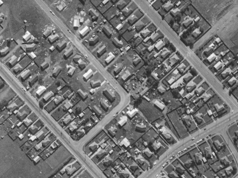 92A Oakhampton Street from the air, 1970-1974