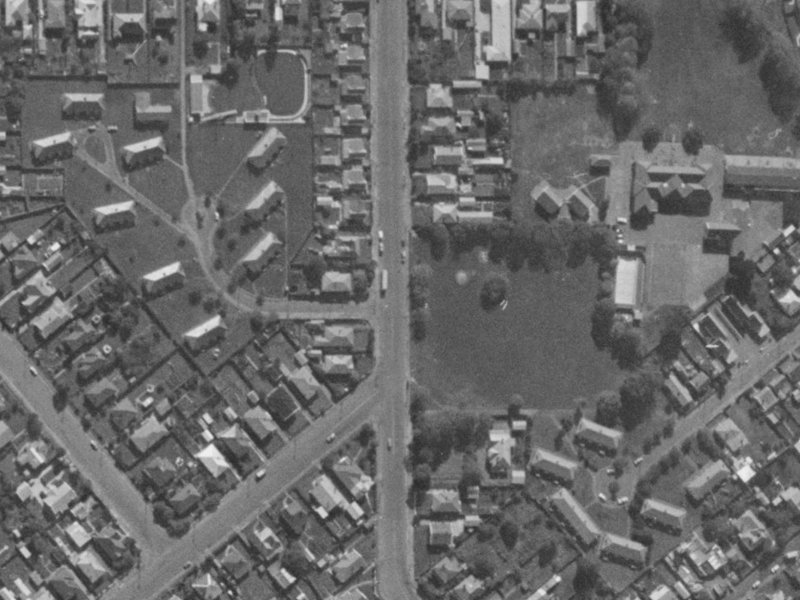 185 Simeon Street from the air, 1970-1974