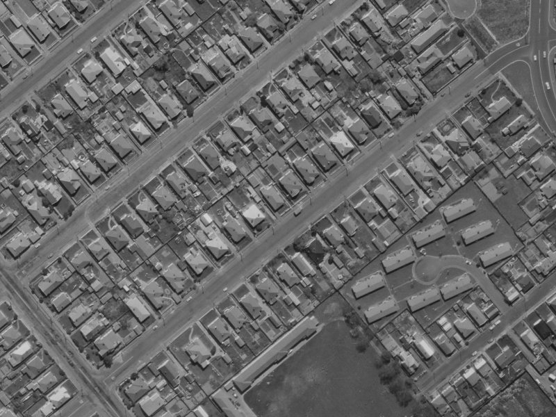65 Bletsoe Avenue from the air, 1970-1974