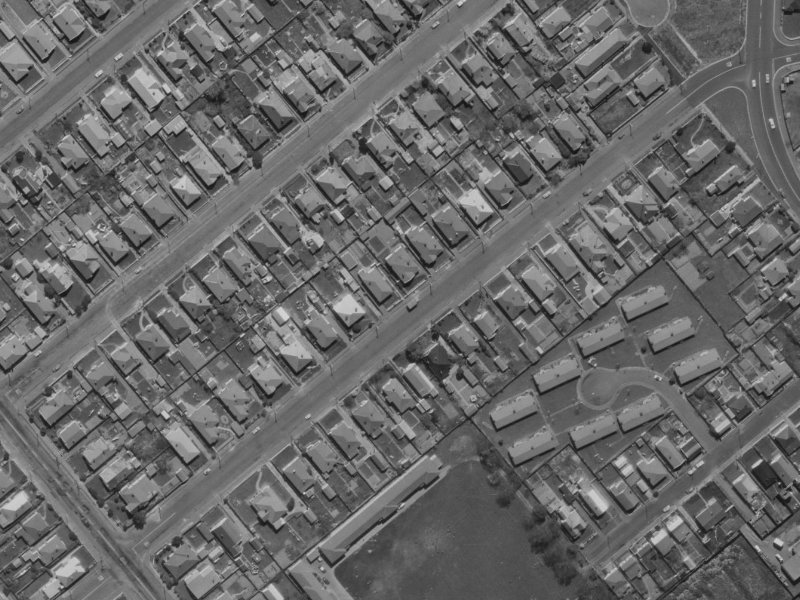 67 Bletsoe Avenue from the air, 1970-1974