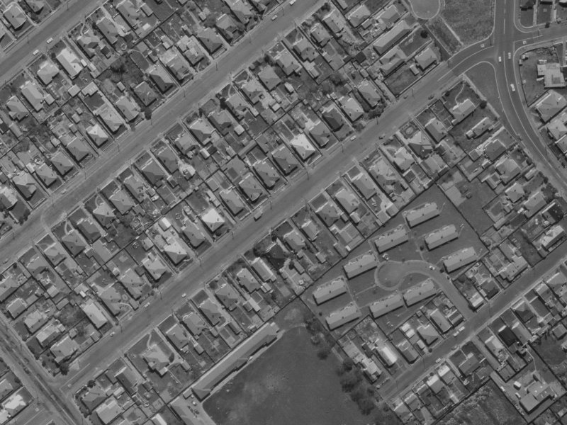 66 Bletsoe Avenue from the air, 1970-1974