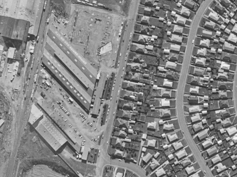49 Branston Street from the air, 1970-1974