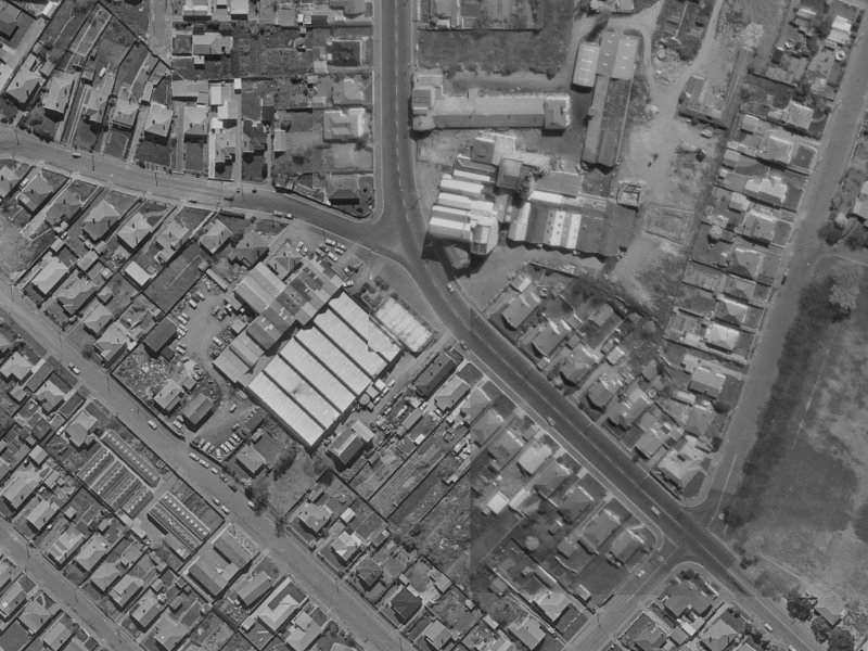 63-67 Waltham Road from the air, 1970-1974
