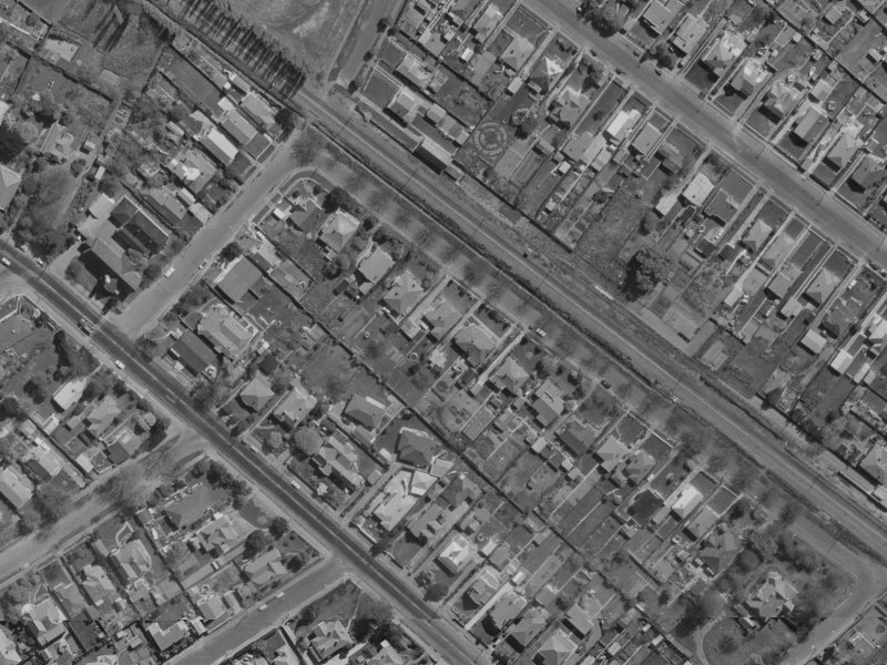 117 Opawa Road from the air, 1970-1974