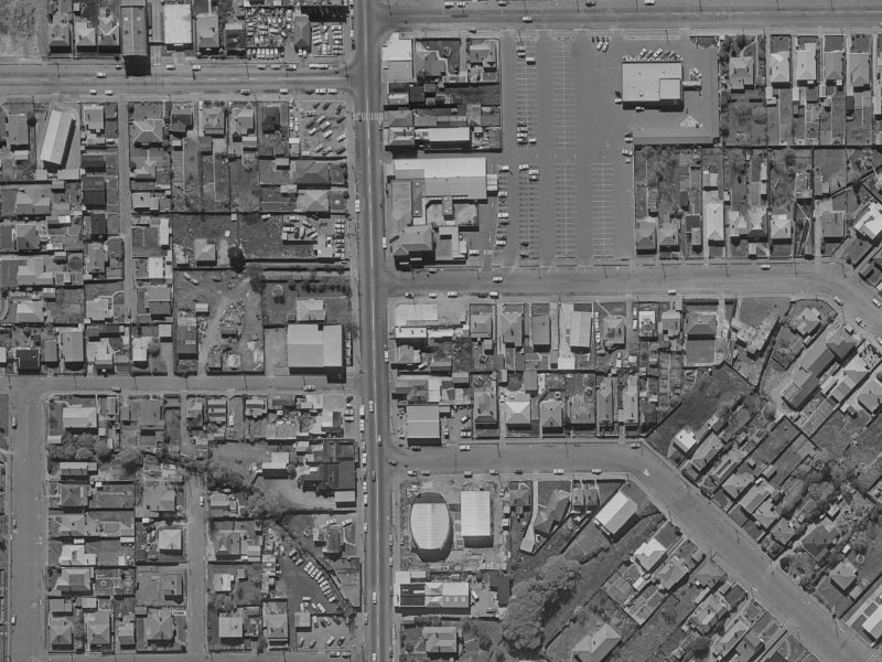 256-262 Colombo Street from the air, 1970-1974