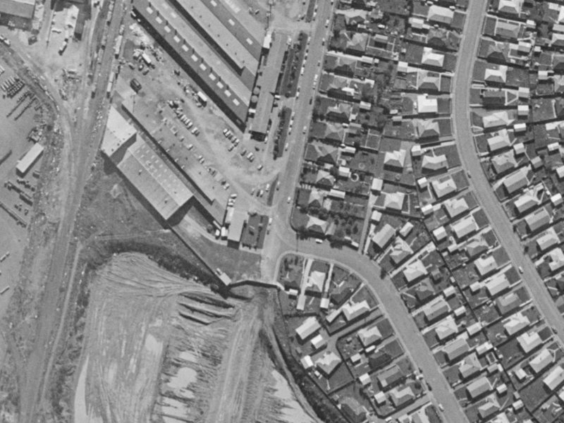 61 Branston Street from the air, 1970-1974