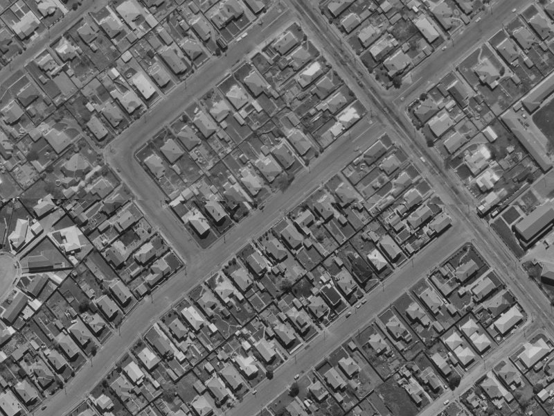 43 Bletsoe Avenue from the air, 1970-1974