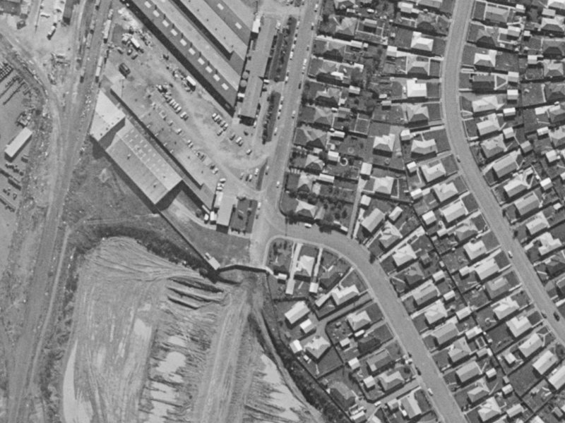 63 Branston Street from the air, 1970-1974