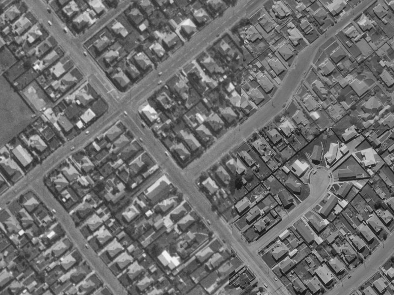 Simeon Street from the air, 1970-1974