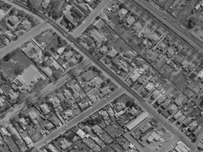 112 Opawa Road from the air, 1970-1974