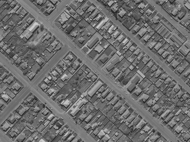122 Huxley Street from the air, 1970-1974