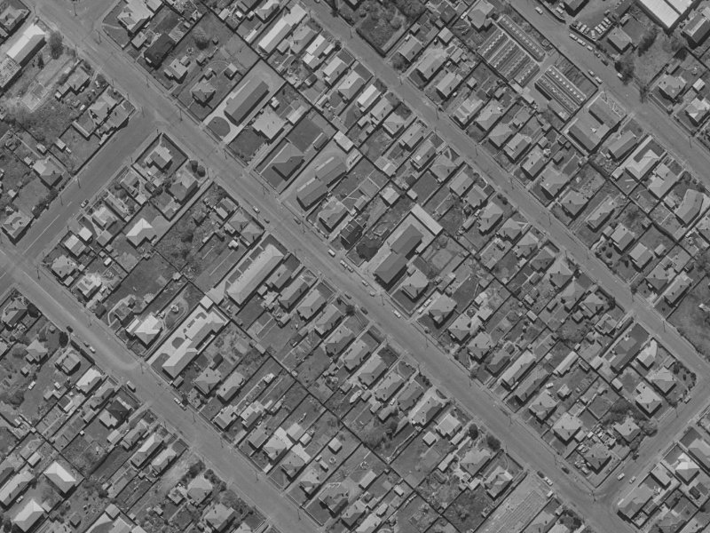131 Huxley Street from the air, 1970-1974