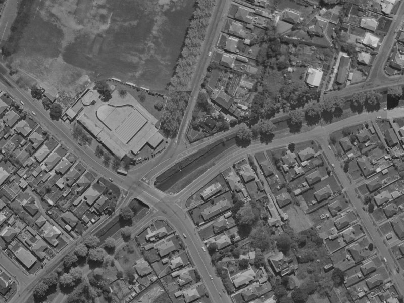 115 Riverlaw Terrace from the air, 1970-1974