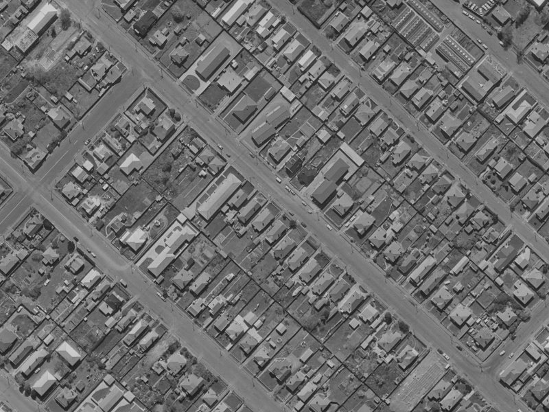 132 Huxley Street from the air, 1970-1974