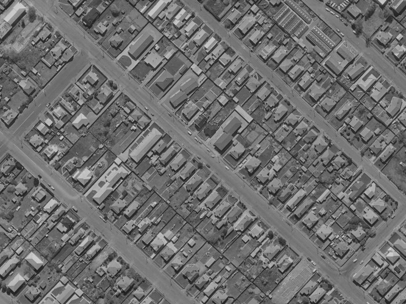 134 Huxley Street from the air, 1970-1974