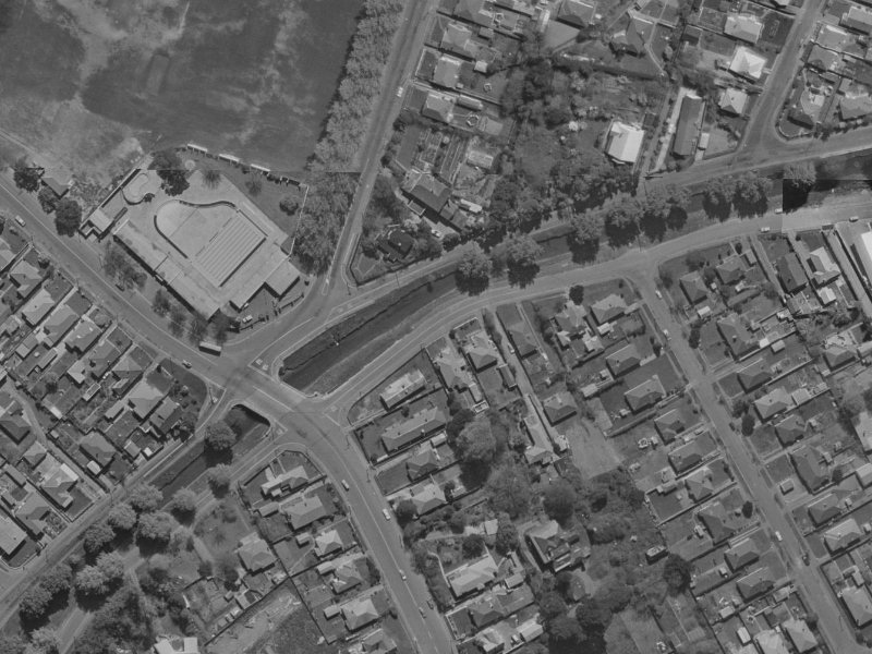 116 Riverlaw Terrace from the air, 1970-1974