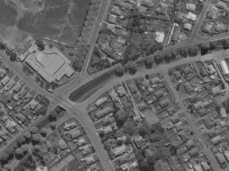 114 Riverlaw Terrace from the air, 1970-1974