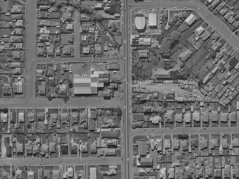 215–221 Colombo Street from the air, 1970-1974