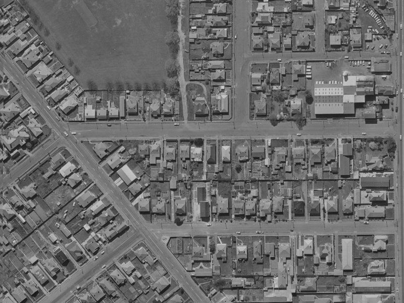 211-213 Colombo Street from the air, 1970-1974