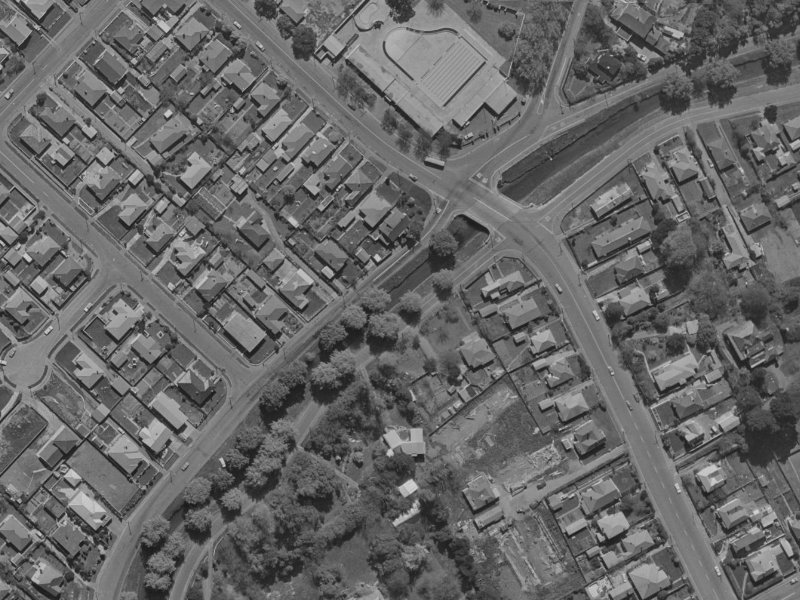 101 Riverlaw Terrace from the air, 1970-1974