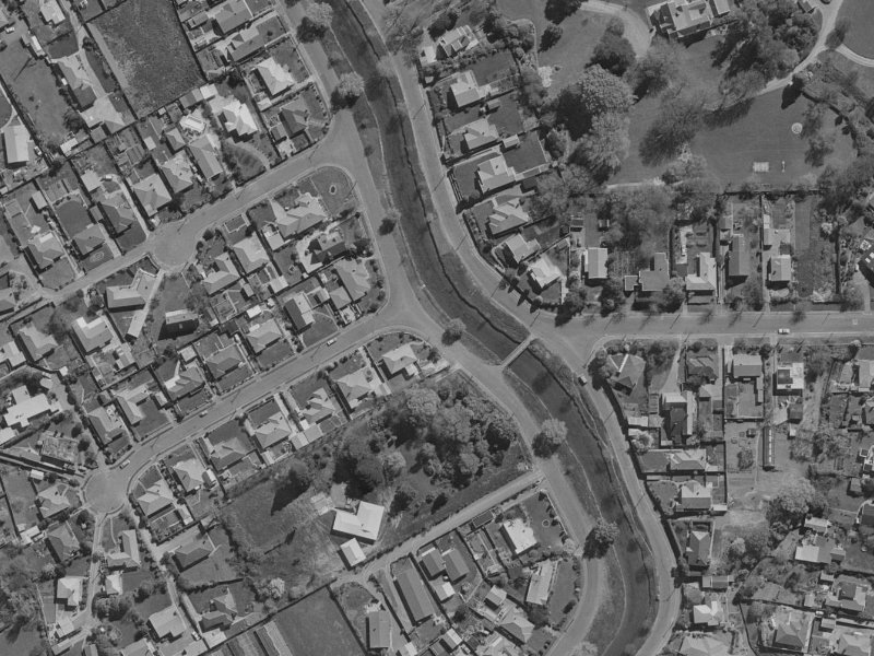 196 Riverlaw Terrace from the air, 1970-1974