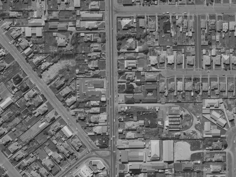166 Colombo Street from the air, 1970-1974