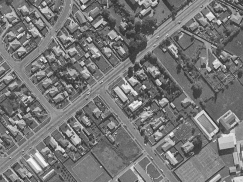 Halswell Road from the air, 1970-1974