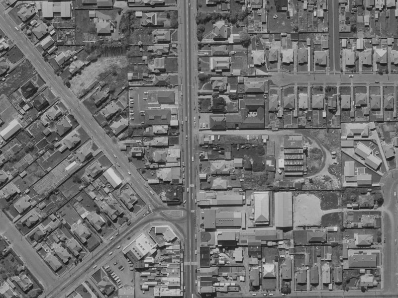 158 Colombo Street from the air, 1970-1974