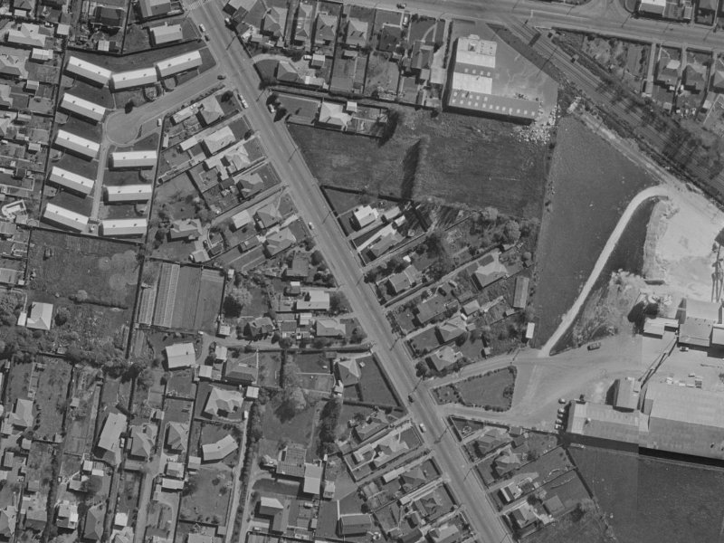222 Opawa Road from the air, 1970-1974