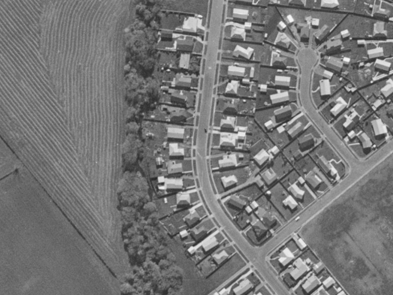 132-102 Warren Crescent from the air, 1970-1974