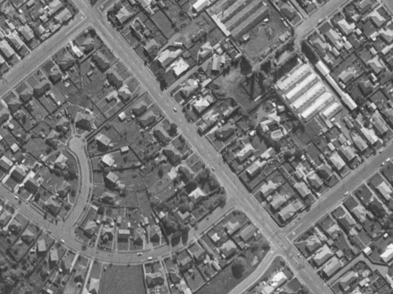 209-215 Lyttelton Street from the air, 1970-1974