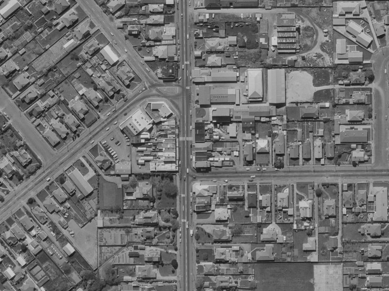 134 Colombo Street from the air, 1970-1974