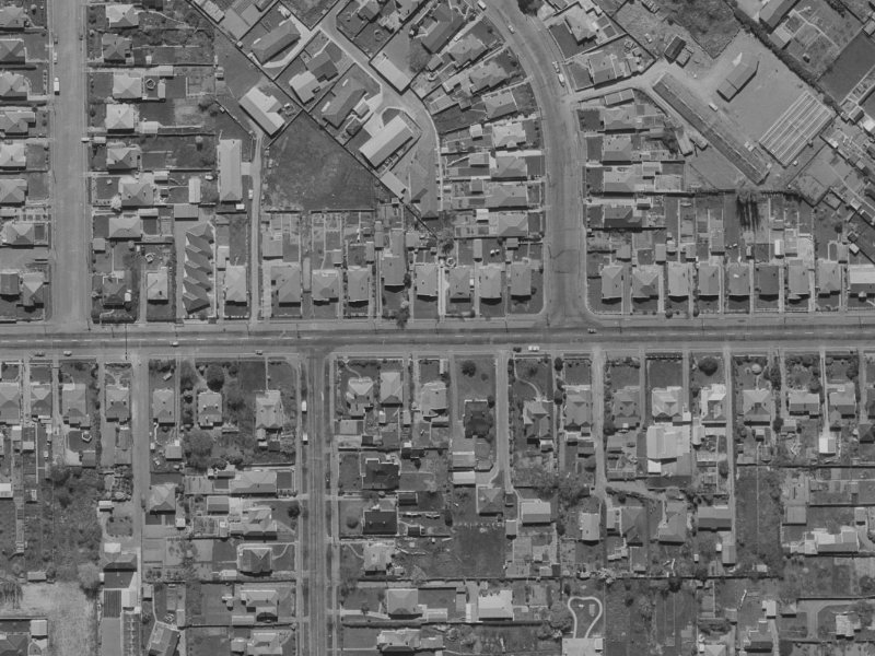 93-115 Tennyson Street from the air, 1970-1974
