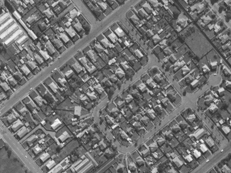 49 Winsor Crescent from the air, 1970-1974