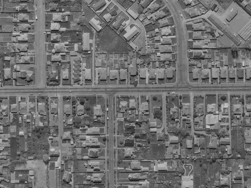 102-106 Tennyson Street from the air, 1970-1974