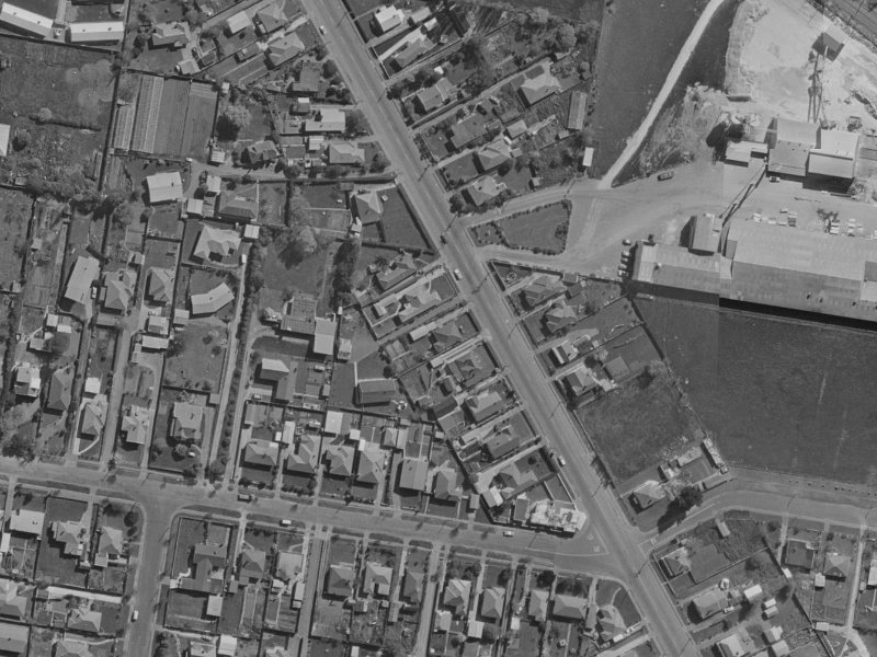 Opawa Road from the air, 1970-1974