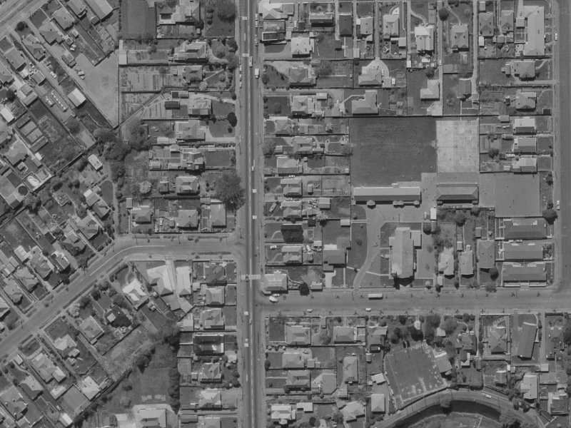 102 Colombo Street from the air, 1970-1974
