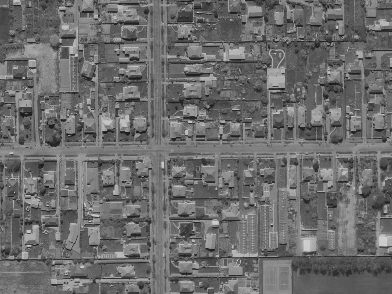 105 Fisher Avenue from the air, 1970-1974