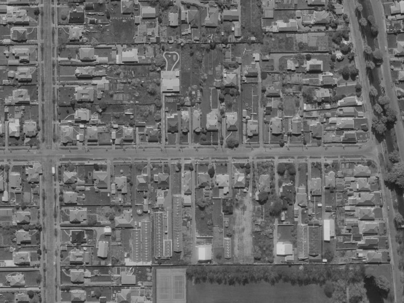 125-127 Fisher Avenue from the air, 1970-1974