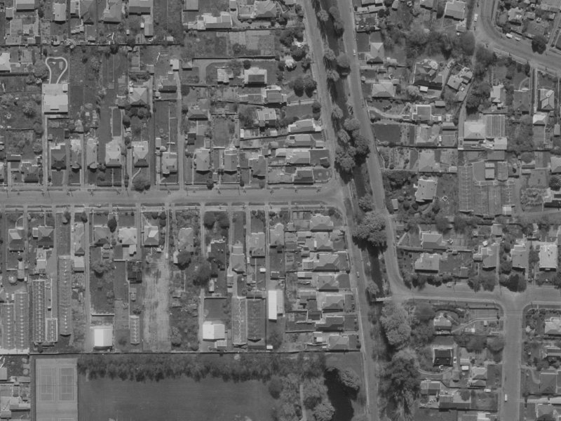 154 Fisher Avenue from the air, 1970-1974