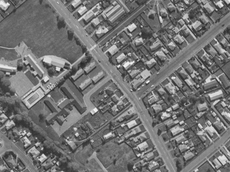 141-145 Lyttelton Street from the air, 1970-1974