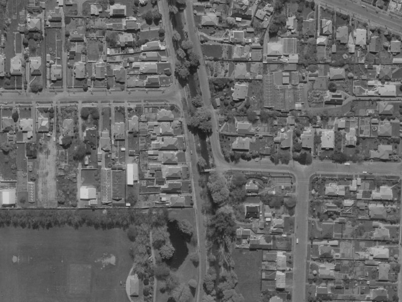 221 Eastern Terrace from the air, 1970-1974