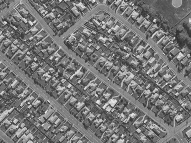 54 McBeath Avenue from the air, 1970-1974