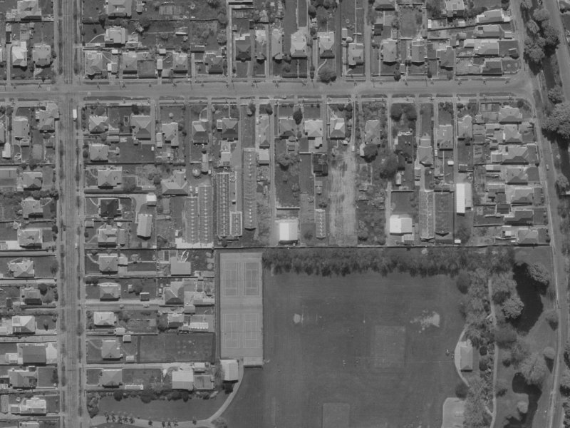 132 Fisher Avenue from the air, 1970-1974